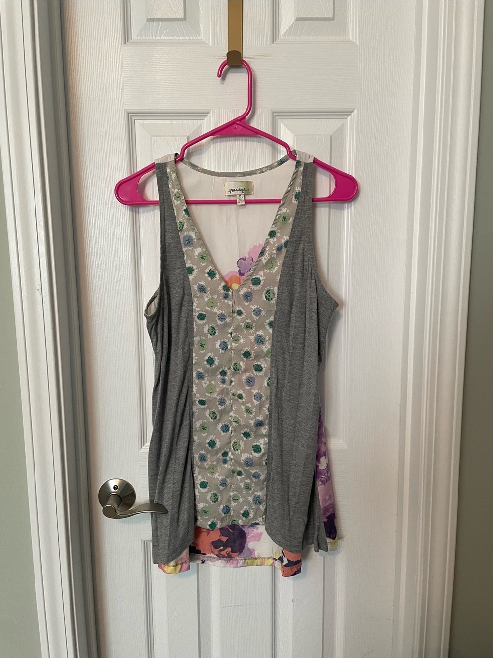 Porridge for Anthropologie Sleeveless Floral & Polka Dot V-Neck Tank Top - Picture 2 of 5